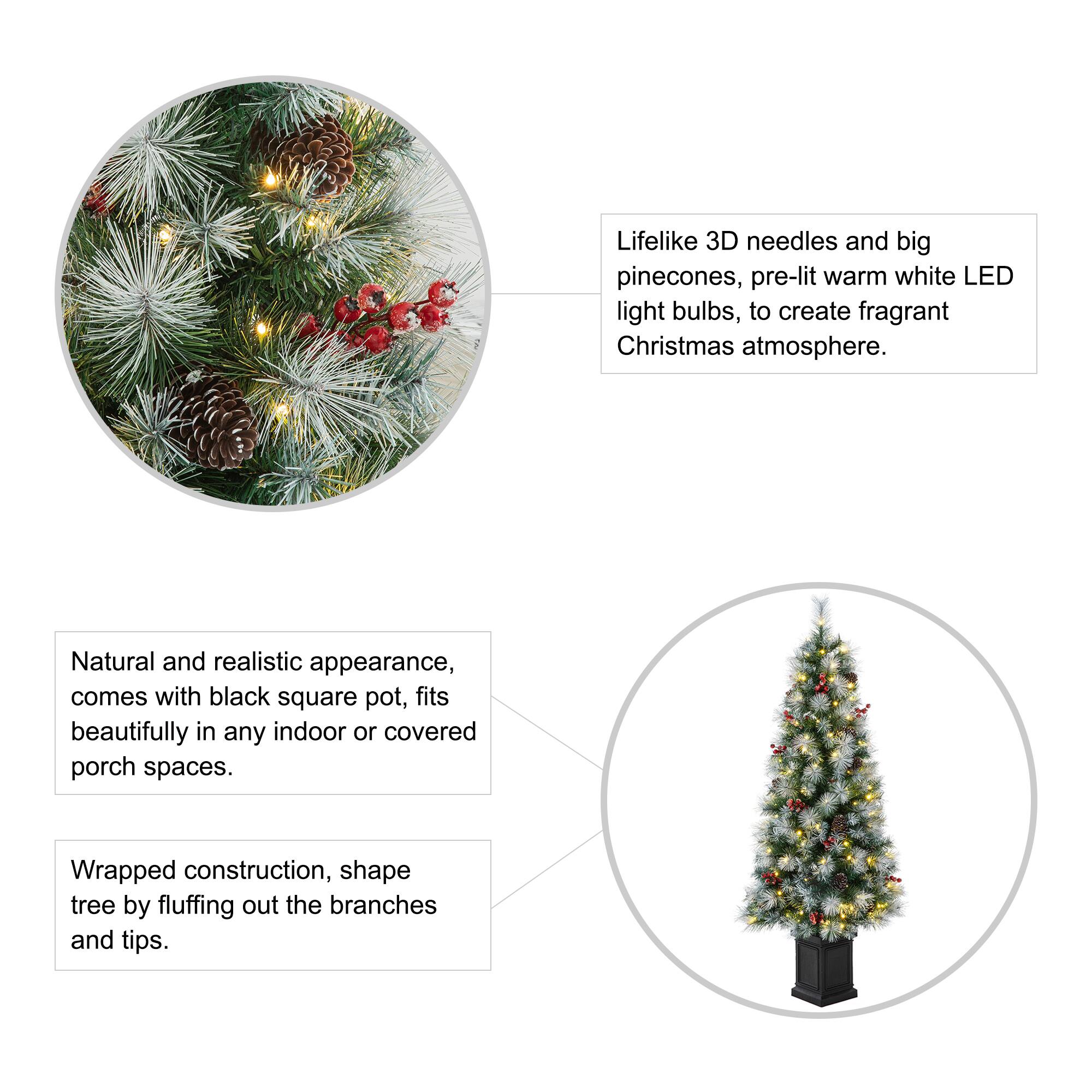 2 Pack 5ft. Pre-Lit Pine Artificial Christmas Porch Tree